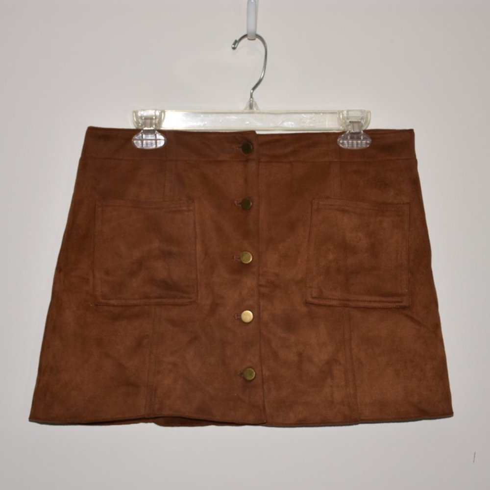 Tan button up mini skirt